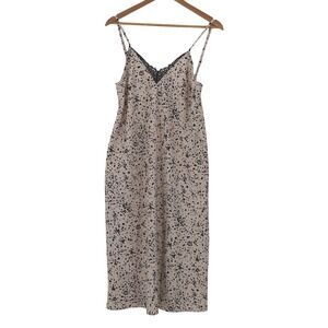 Animal Print Midi Slip Dress NWT Lace Cow Dalmatian Print Layering Grunge Size S